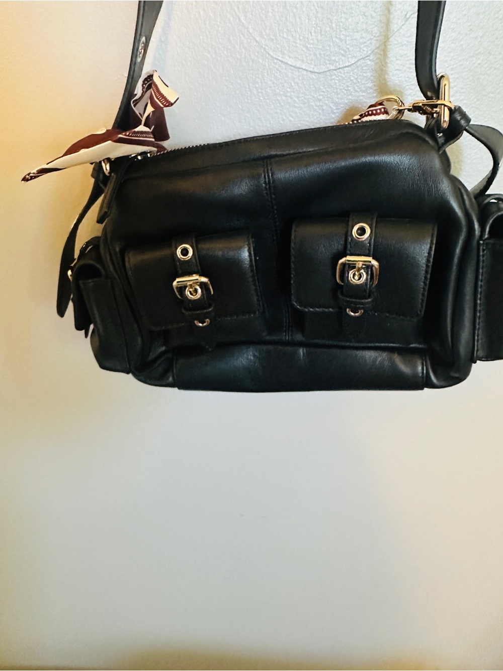 Free People Black Leather Shoulder Bag with Grommet Strap - Picture 6 of 7